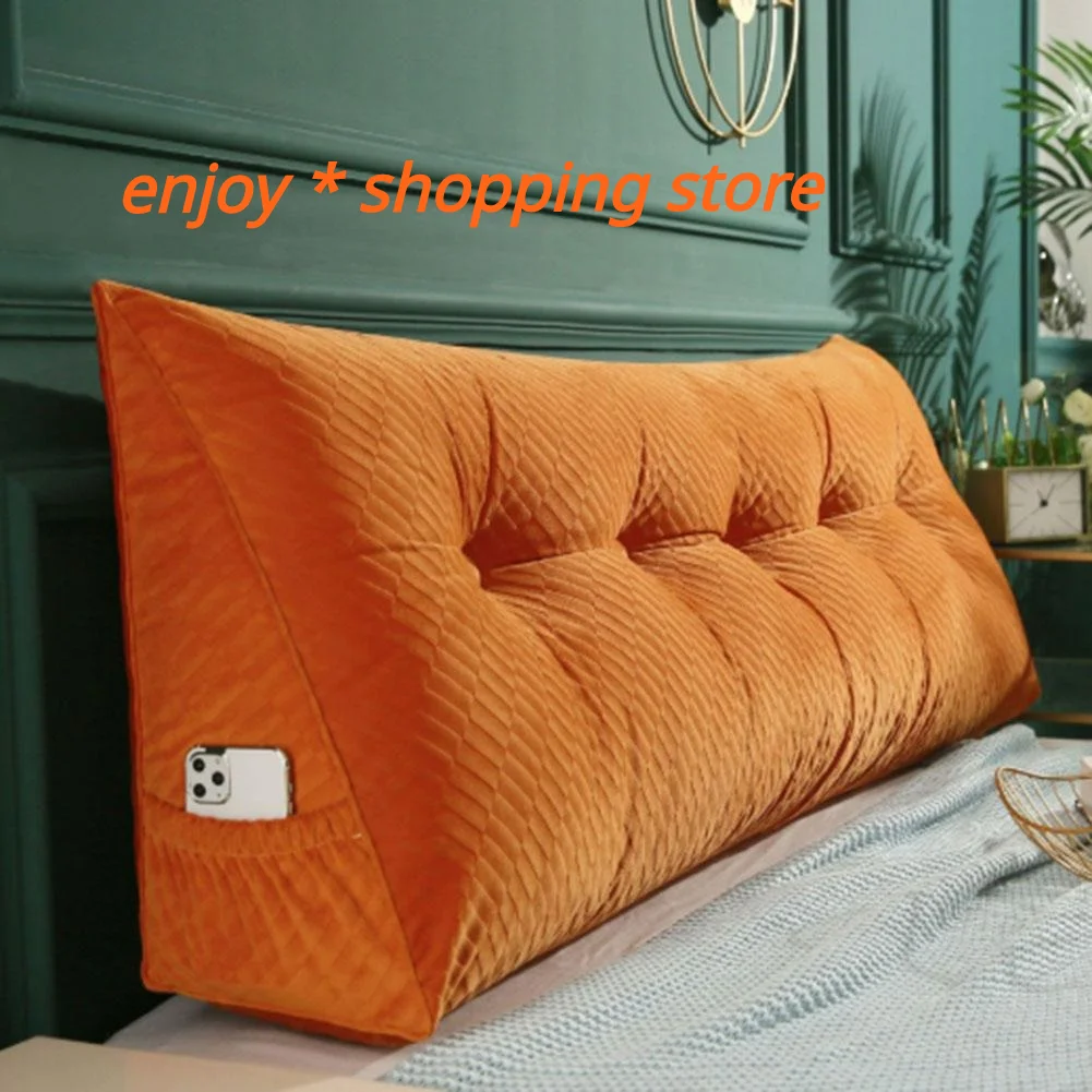 

Removable Bedside Velet Cushion Triangular Bed Backrest Pillow for Couple Soft Large Waist Sofa Cushion Tatami Couple Pillow
