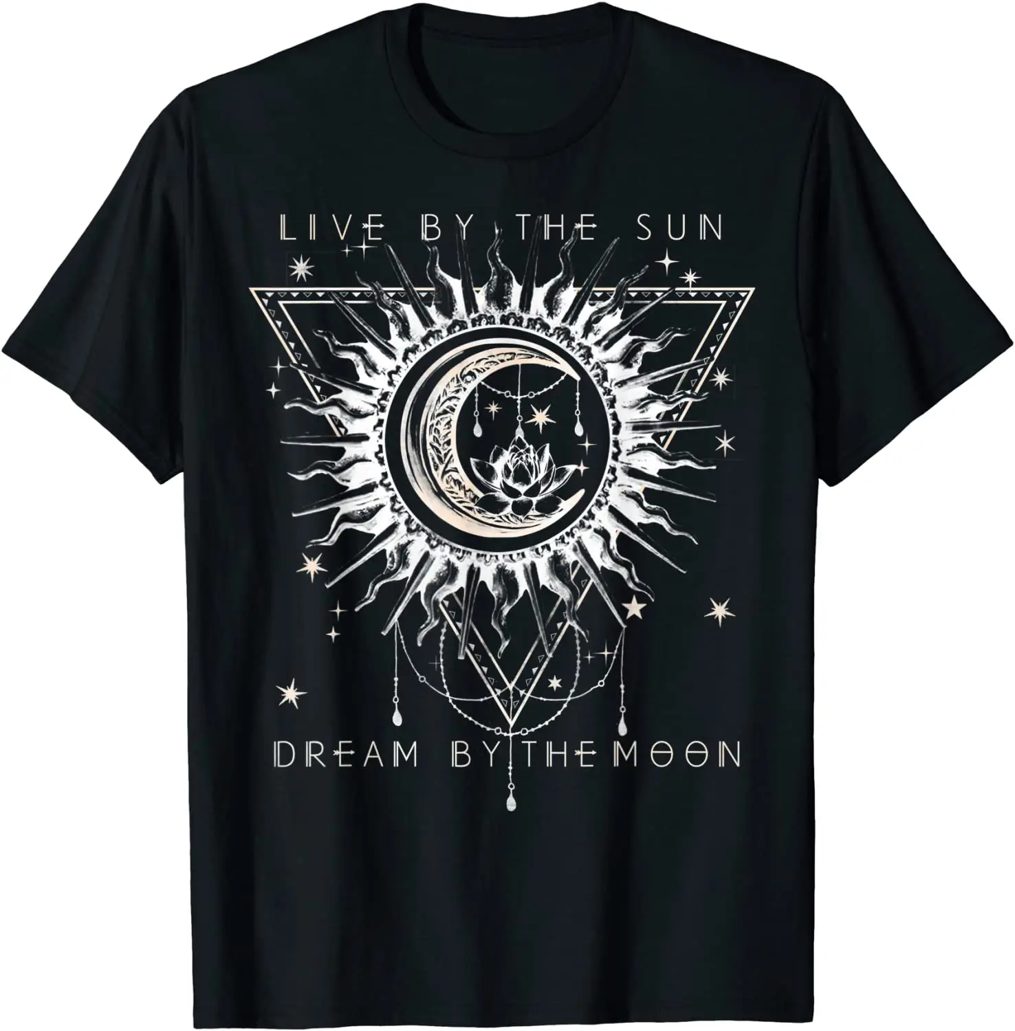 Live By The Sun Dream By The Moon Boho Graphic T-Shirt Print  Men Tshirt stylish men s square five pin mechanical watch xiao zhen can work sun moon star city during the day the sun and the moon at