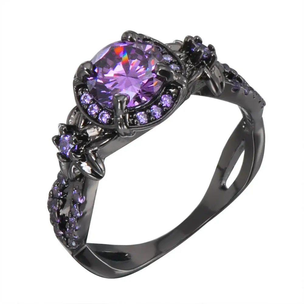

Fashion Punk Charming Rings For Women Men Vintage Black Gold Birthstone Party Jewelry Gifts