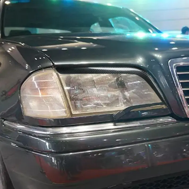 

Real Carbon Fiber Eyebrows Eyelids Headlight Cover Trim for Mercedes* Benz W202