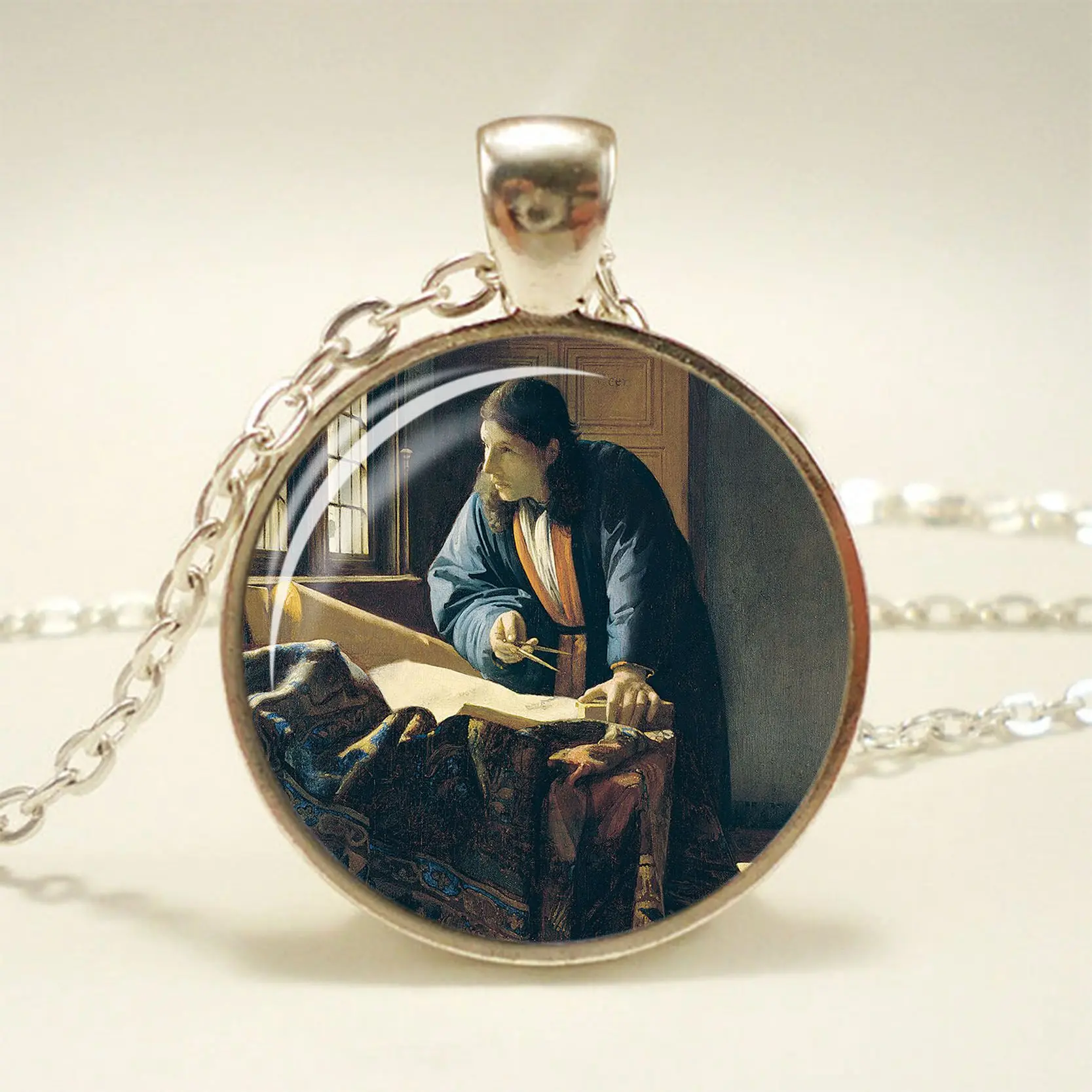 Одежда для девочек с жемчугом и Вермеера художественное ожерелье кулон на