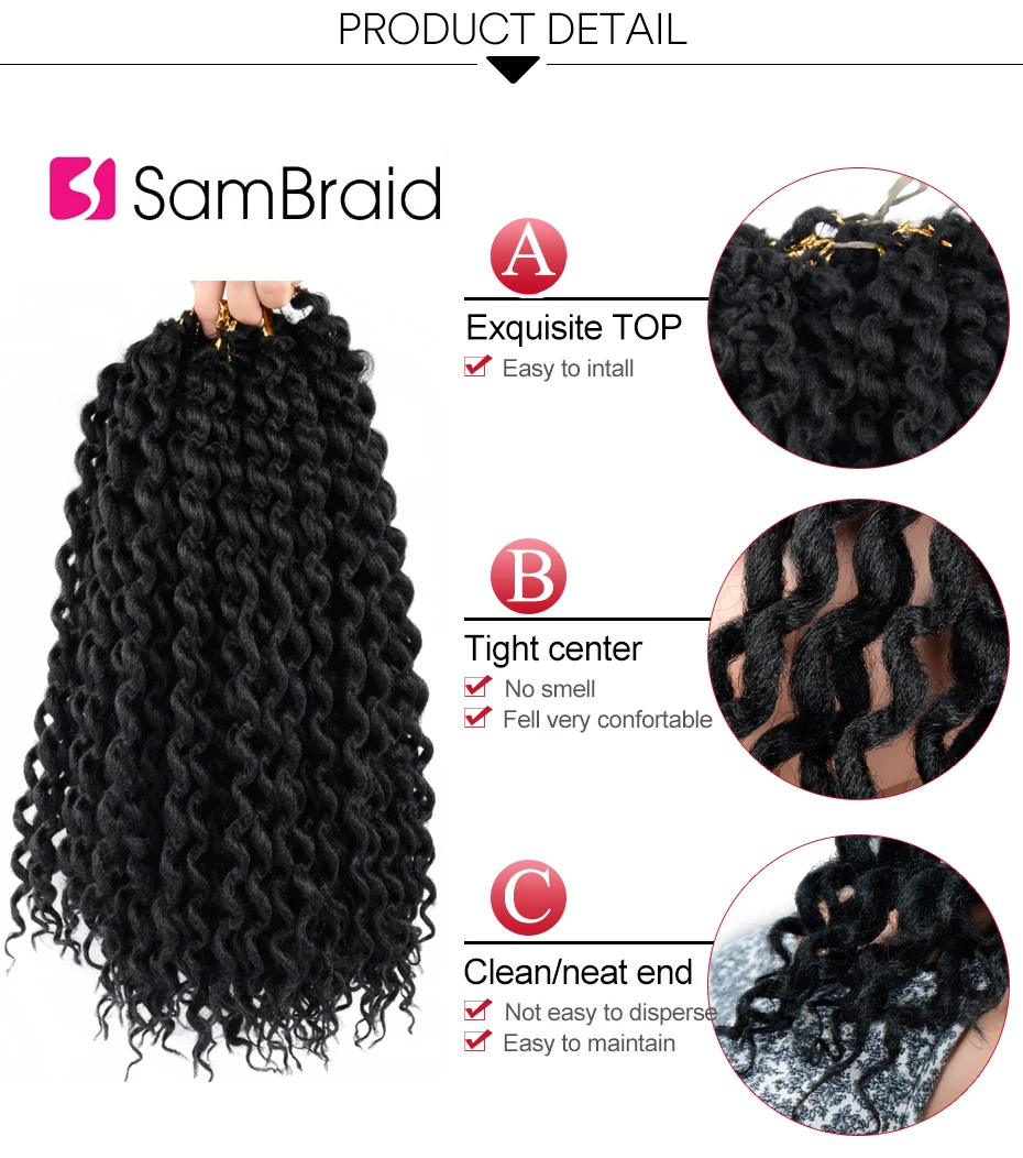 SAMBRAID Faux locs Curly вязание крючком волосы крючком косы 24 дюйм плетение волос наращивание синтетические волосы для женщин