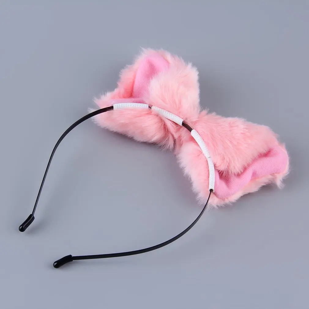 Fluffy Cosplay Halloween Cat Faux Fox Fur Ears Costume Hairpin Hairband Black/White/Purple/Leopard/Black&ampPink Headwear Apparel |