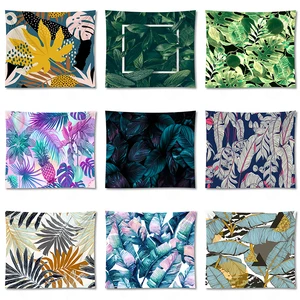 Зеленый гобелен с изображение листьев тропические растения Настенные подвесные гобелены скатерть покрывало тентюрный ковер