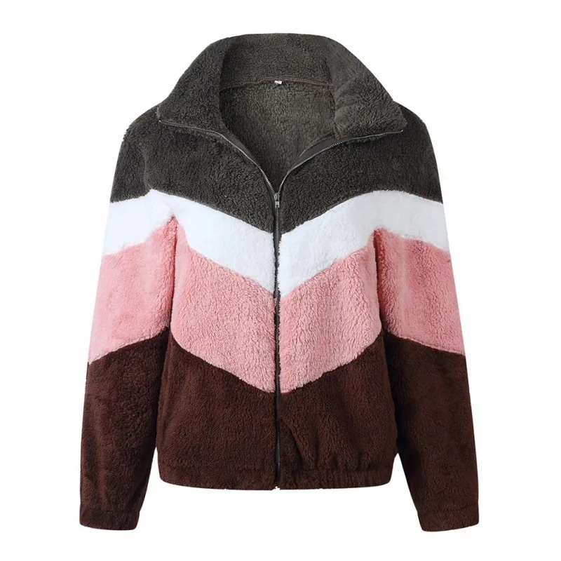 

Women Jacket Coats Turn-down Collar Long Sleeve Fleece Zipper Casual Warm Winter Autumn Loose Tops