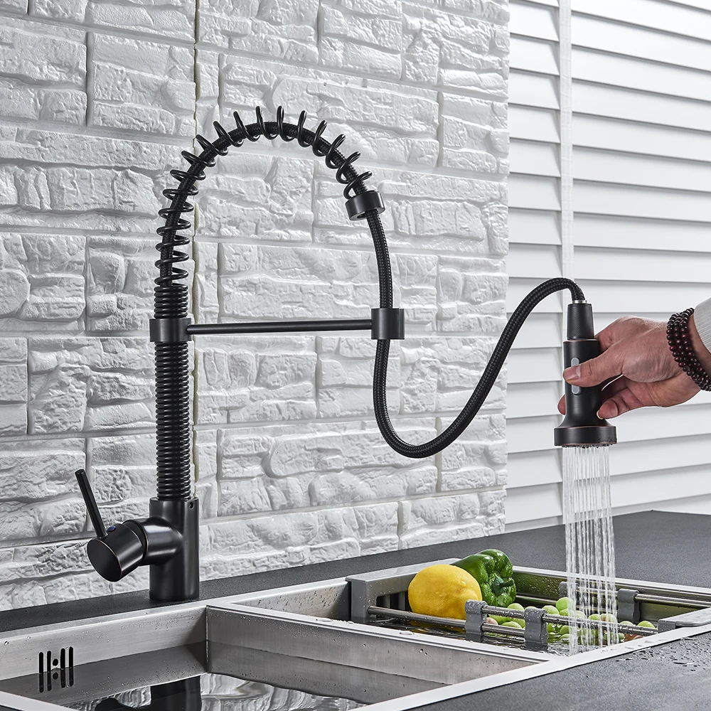 Uythner черный бронзовый/хром кухонный кран на бортике смеситель горячей и холодной воды кран для весны кухонный выдвижной смеситель кран
