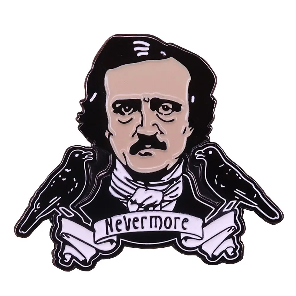 Эмалированная брошь с эмалью Эдгара Аллана По Nevermore значок готическим