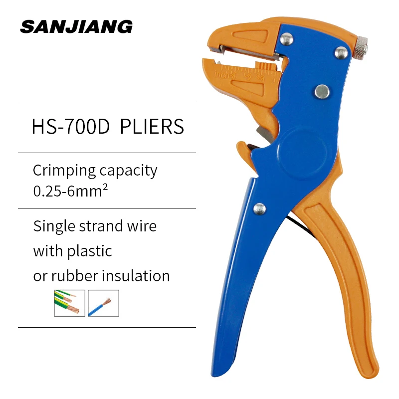 

HS-700D Multitool Automatic wire strippers Multifunctional stripping pliers 0.25-6.0mm² with cable cutter Scissors cutting plier