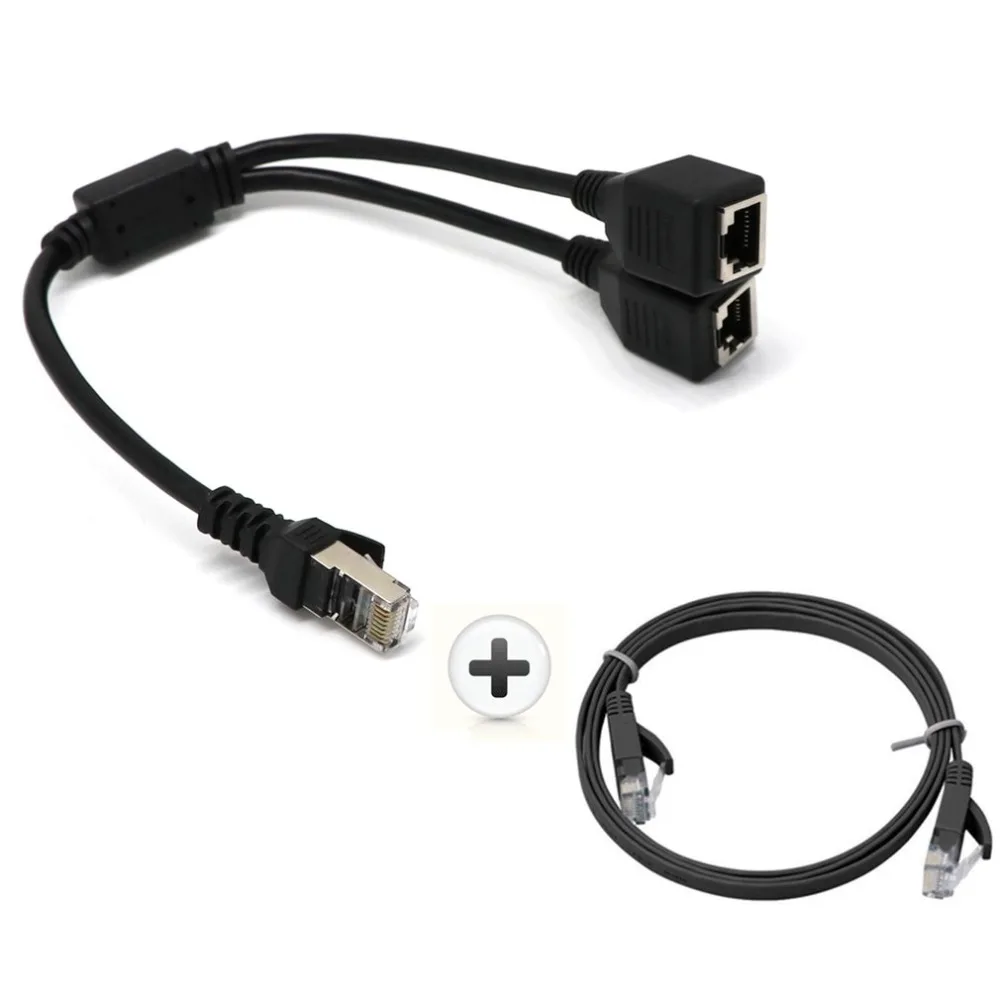 

Network Splitter Adapter Cable 1 Male to 2 Female Socket Port LAN Ethernet Network Splitter Y Adapter Cable