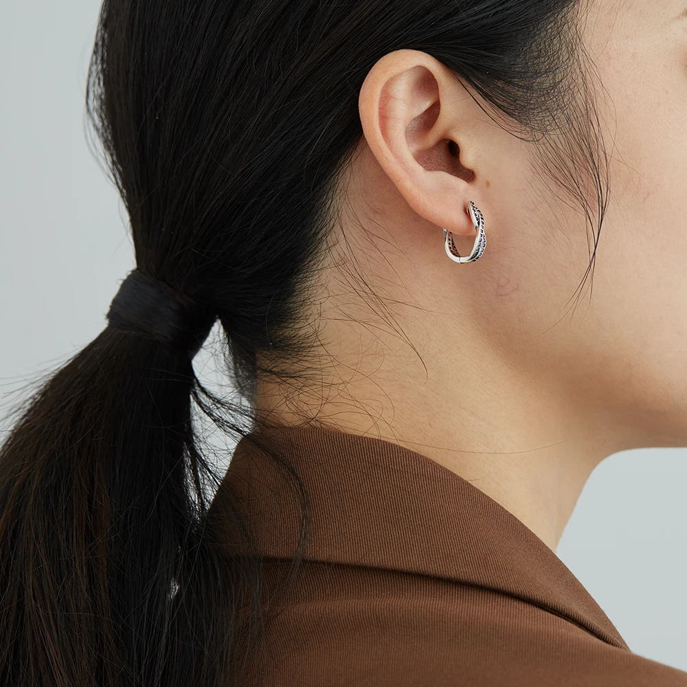 

SILVERHOO Genuine 925 Sterling Silver Earrings 5A+ Cubic Zirconia Twisted Clip Earrings For Women Fine Jewelry Anniversary Gift