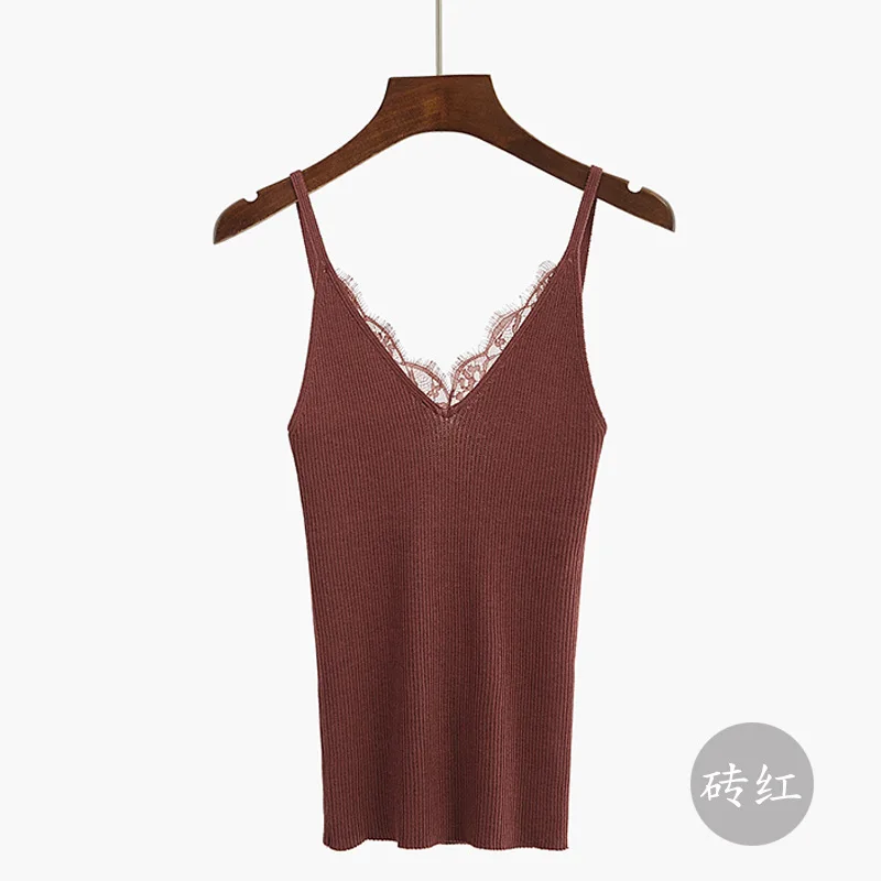 

Women Summer Slim Fashion Solid Color Knitted Elastic Camis Female Sexy New V-Neck Tops Ladies Tight Brand High Quality Top M637