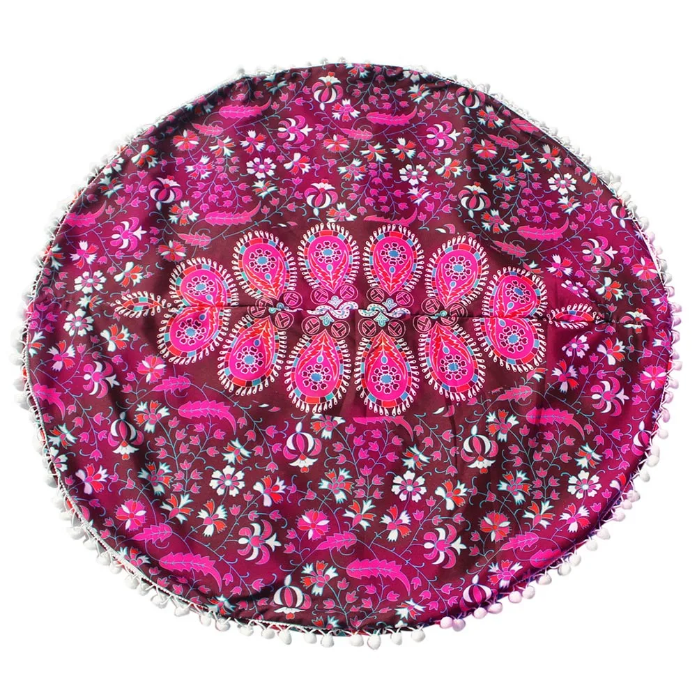 

Stylish Large Mandala Floor Pillows Case Round Bohemian Meditation (Pillow inner is not included) blue pink 4 colors 2020