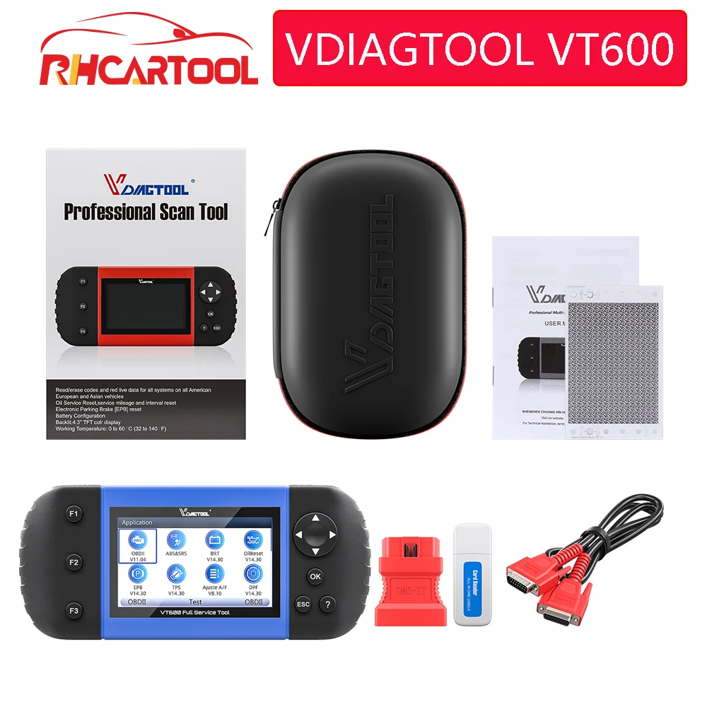 Диагностический сканер VDIAGTOOL VT600 OBD2 прибор для диагностики двигателя audi renault PK NT650