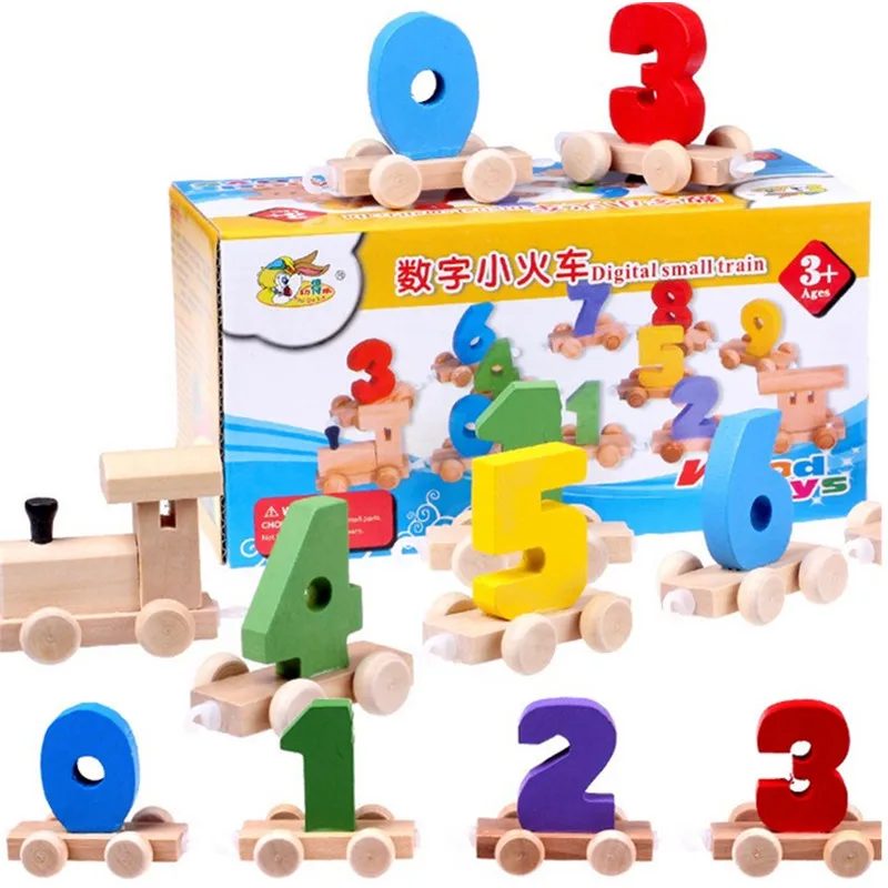 

Wooden Toys Digital Drag Train Early Education Building Blocks Baby Enlightenment Teaching Aids