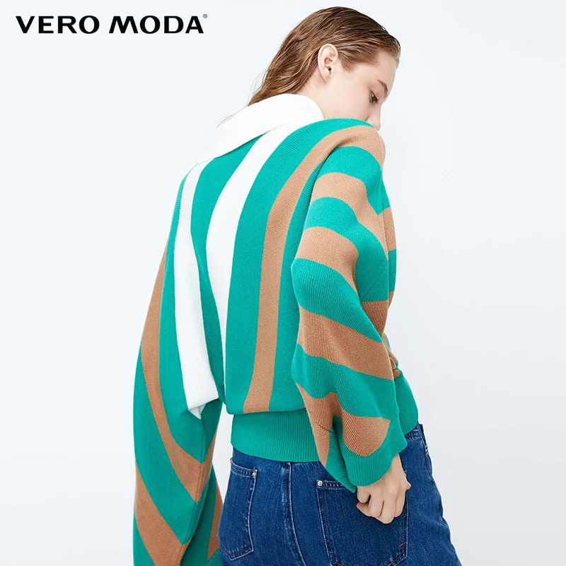 Женский вязаный свитер в полоску с открытыми плечами Vero Moda | 318324549|Джемпера|