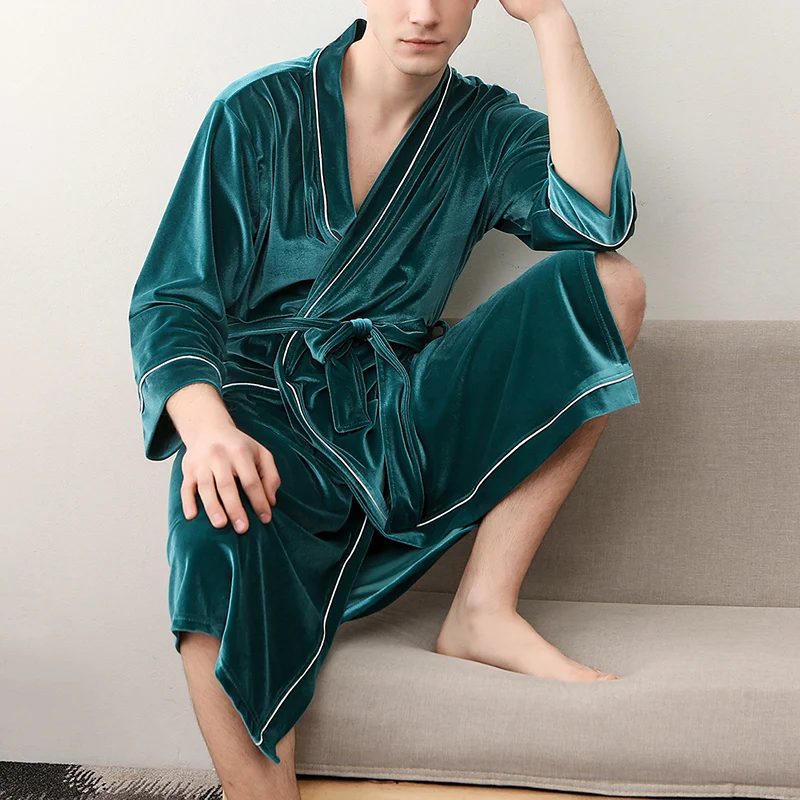 

Winter Plus Size Long Coral Fleece Bathrobe Solid Warm Flannel Bath Robe Men Cozy Robes Night Sleepwear Men/Women Dressing Gown