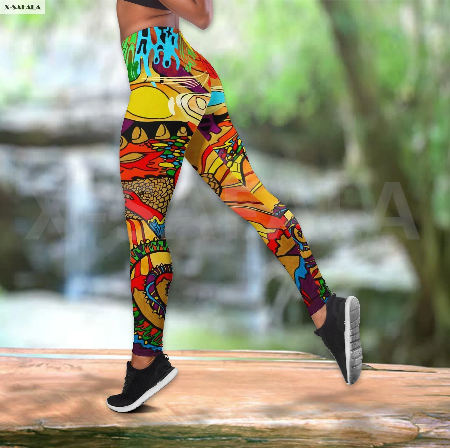 

Hippie Colorful Dragon Two Piece Yoga Set Women 3D Print Vest Hollow Out Tank Top High Waist Legging Summer Casual Sport