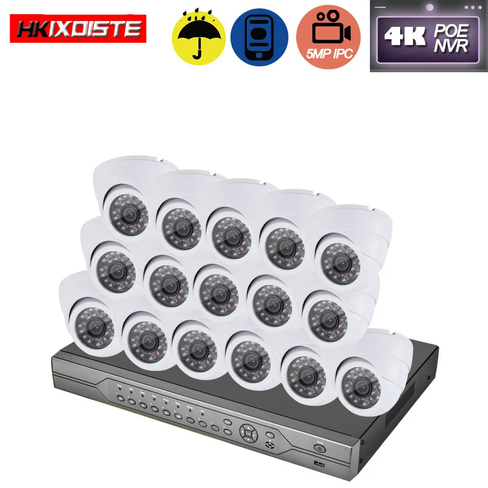 Комплект домашней системы видеонаблюдения Poe 4K Nvr 16ch наружная камера s HD POE IP