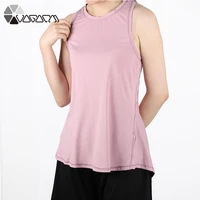 women breathable vest sleeveless breathable tank tops o neck sport woman casual singlets top solid loose back split sexy 2021