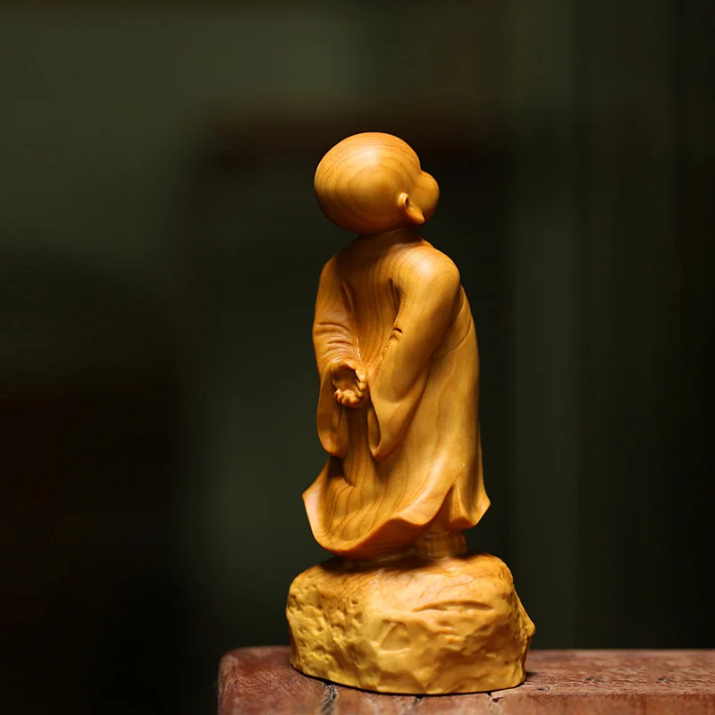 Маленький Монк искусственный стол любовь и мир резьба по дереву украшение для