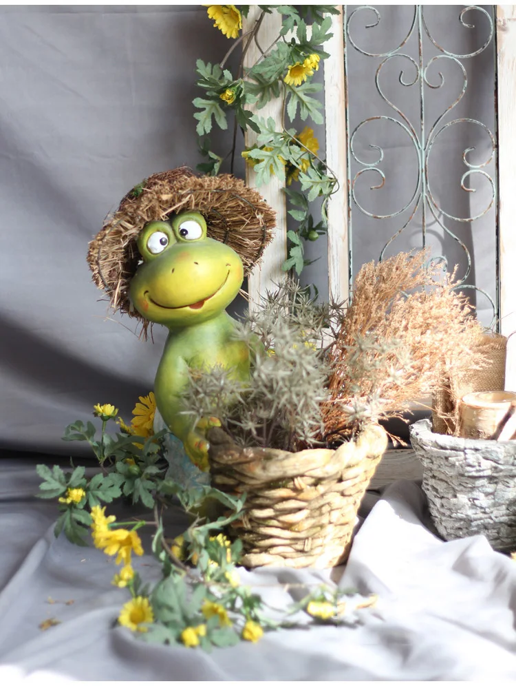 Статуя двор балкон ваза фигурки украшение для дома Mr Frog носить соломенную шляпу