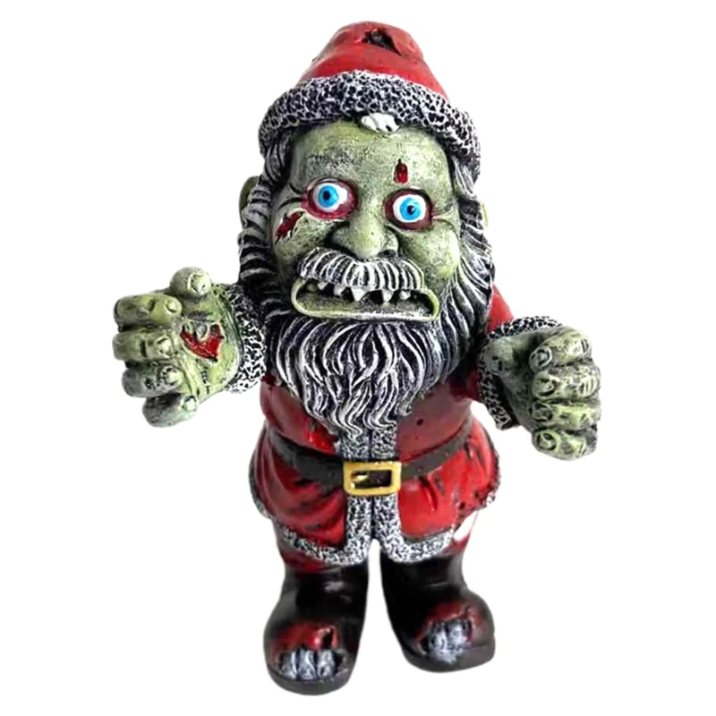 

Halloween Horror Santa Claus Statue Scary Dwarf Resin Ornament Home Garden Decor N0PA
