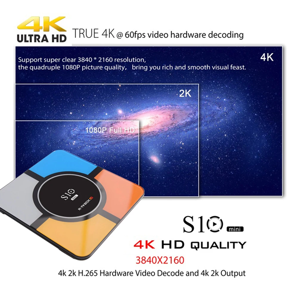 Android 9,0 tv Box S10 мини Смарт ТВ-бокс на Rockchip RK3328 Четырехъядерный 4 ГБ DDR3 32 ГБ/64 Гб 4K H.265 2,4 ГГц wifi USB 3,0 медиаплеер