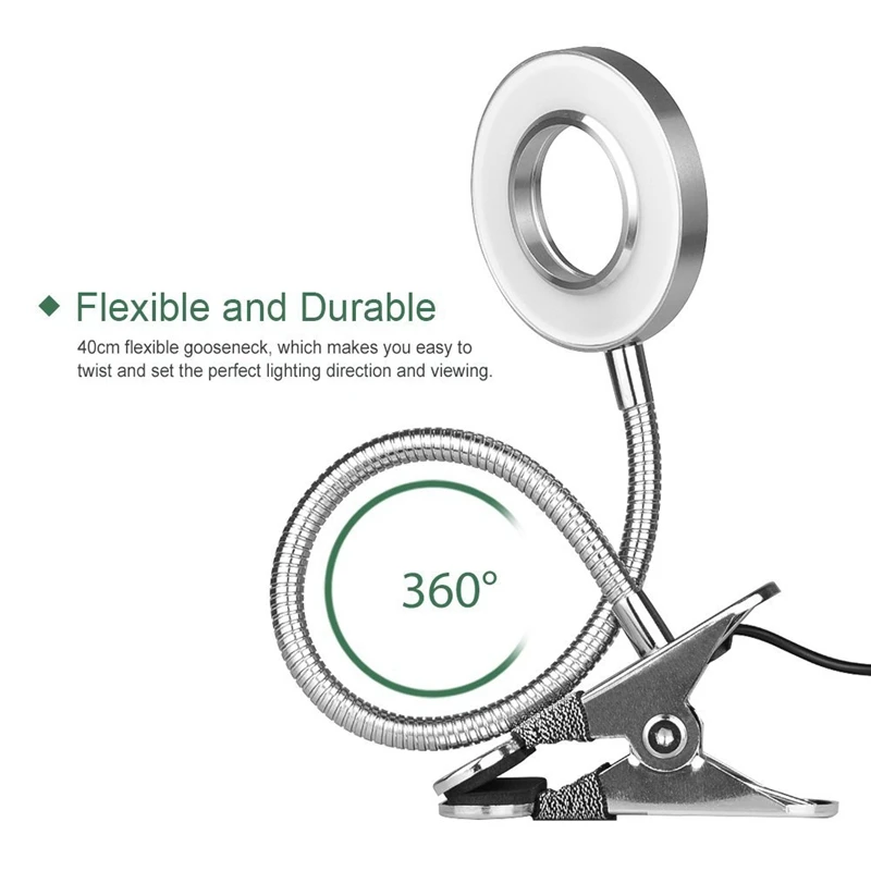 

5W Led Clip On Light/Reading Light/Bed Light, 2-Level Brightness & 2 Color,Eye-Caring Clip On Lamp For Makeup Mirror,Desk, Bedsi