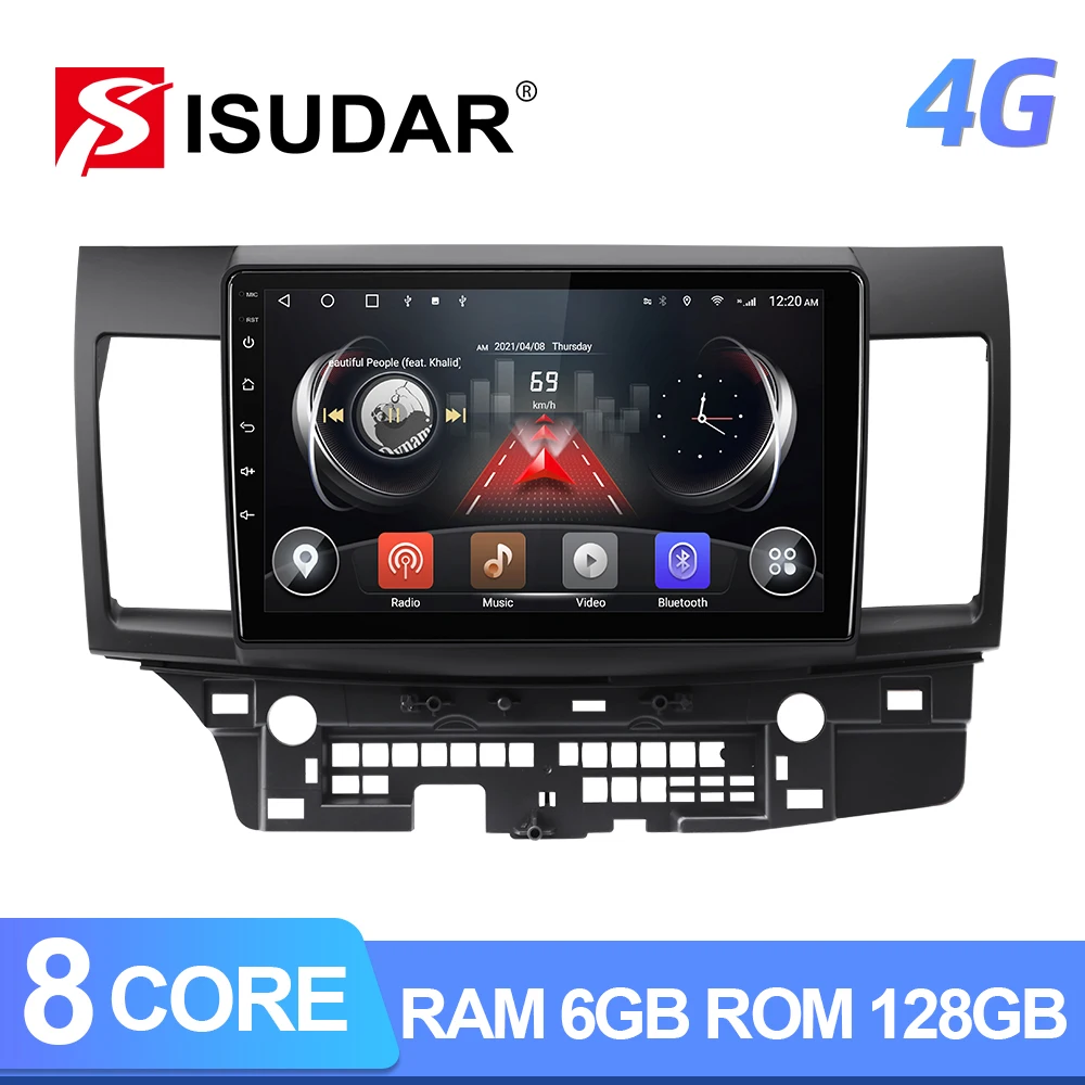 Автомобильная магнитола ISUDAR T72 QLED Android 10 для Mitsubishi Lancer 2007 2013 мультимедийный