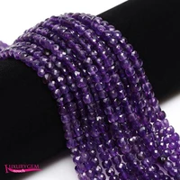 natural amethysts crystal stone loose beads high quality 4mm faceted square shape diy gem jewelry accessories 38cm a3492