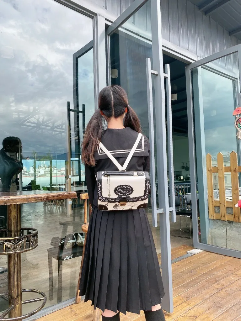 Женская сумка с принтом в японском стиле трехсторонний рюкзак студенческий