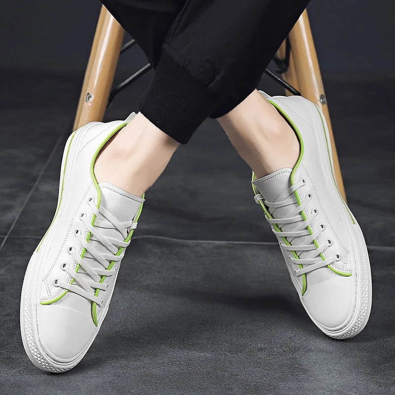 

New Fashion Leather Sneakers Men Shoes Casual Lightweight Breathable Walking Shoes Male Footwear Classic White Shoes Comfortable