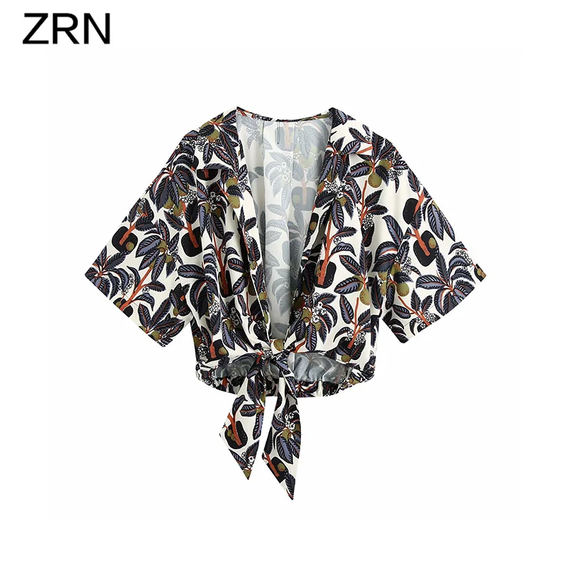 ZRN женская блузка Топ с принтом галстук бабочка рубашка воротником Женская