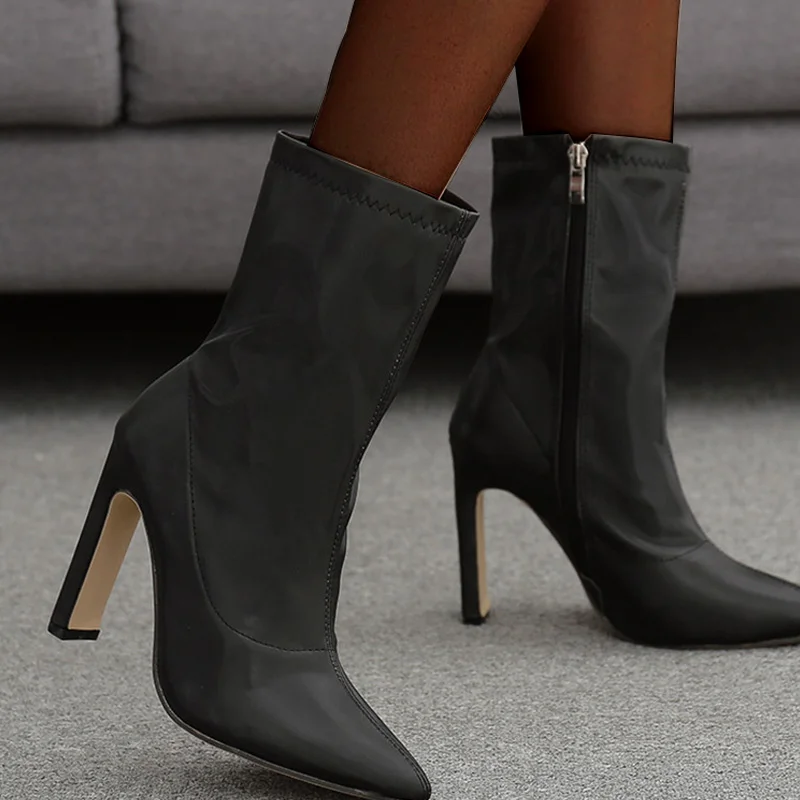 

BUSY GRIL ML9164 Autumn explosions long tube zipper Baotou square heel super high heel women boots