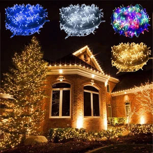 Рождественская светодиодная гирлянда, 10 м20 м30 м светодиодный 50 м100 м, 220 В, с европейской вилкой, красивая Водонепроницаемая уличная гирлянда, праздничный декоративный светильник для вечеринки