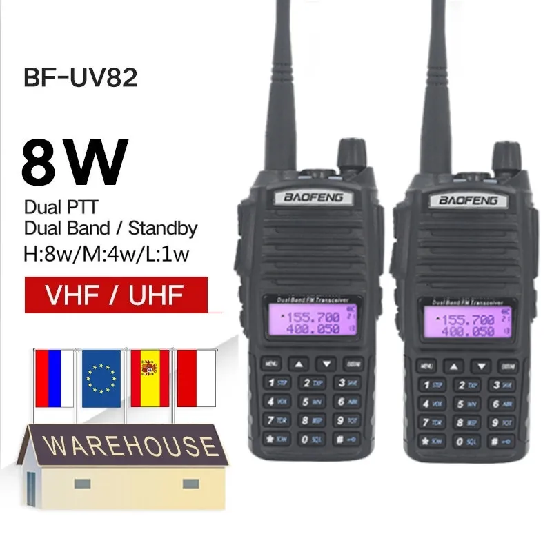 

2pcs UV-82 5W 8W Walkie Talkie Optional Baofeng Radio UV82 Dual PTT Two Way Radio Dual Band UHF VHF Radio 10 KM Baofeng UV-82 HP