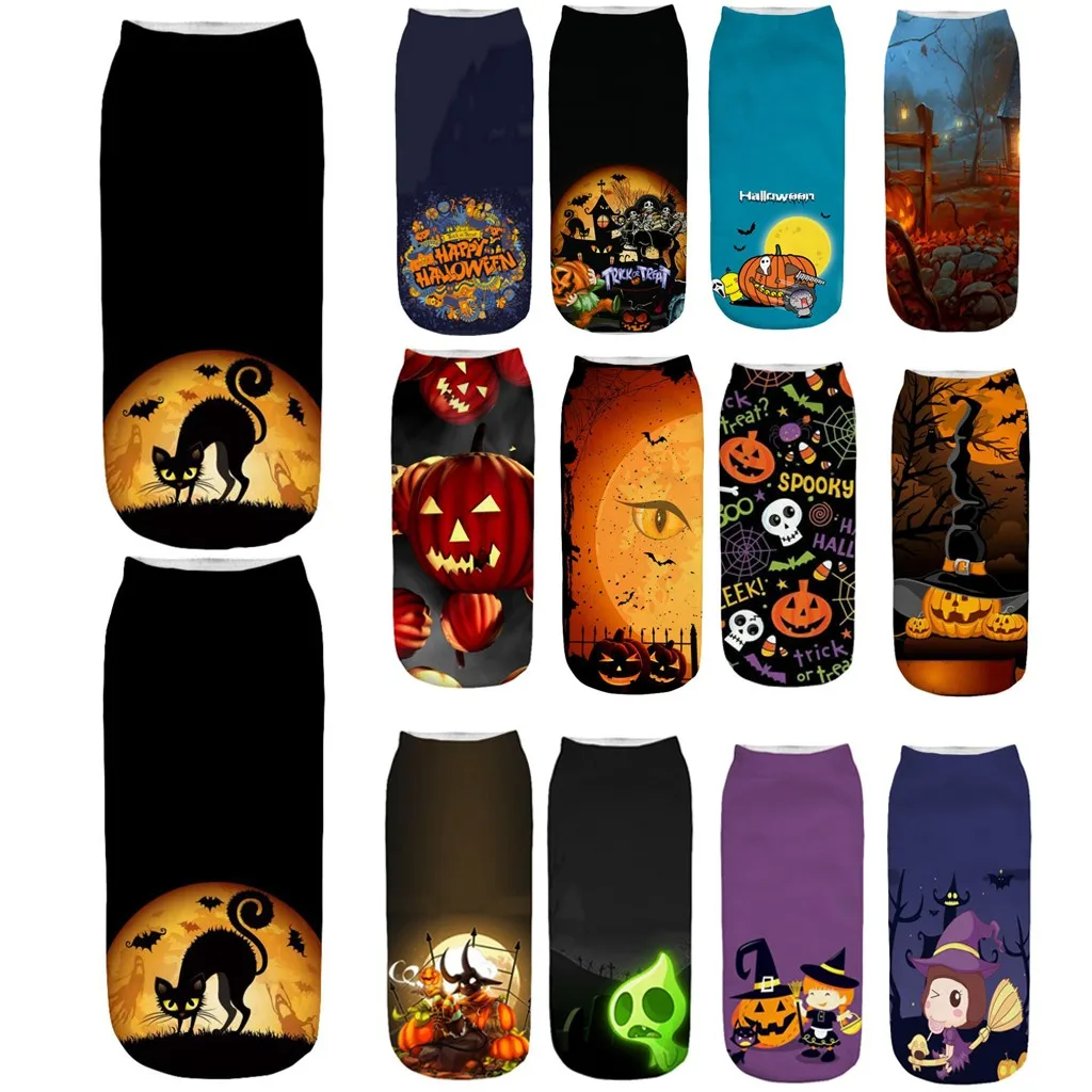 Повседневные деловые носки для работы с 3D принтом в виде тыквы Хэллоуина средние