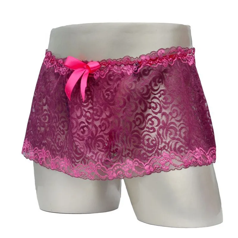 Мужское сексуальное нижнее белье с цветочным кружевом на бретельках эффектом