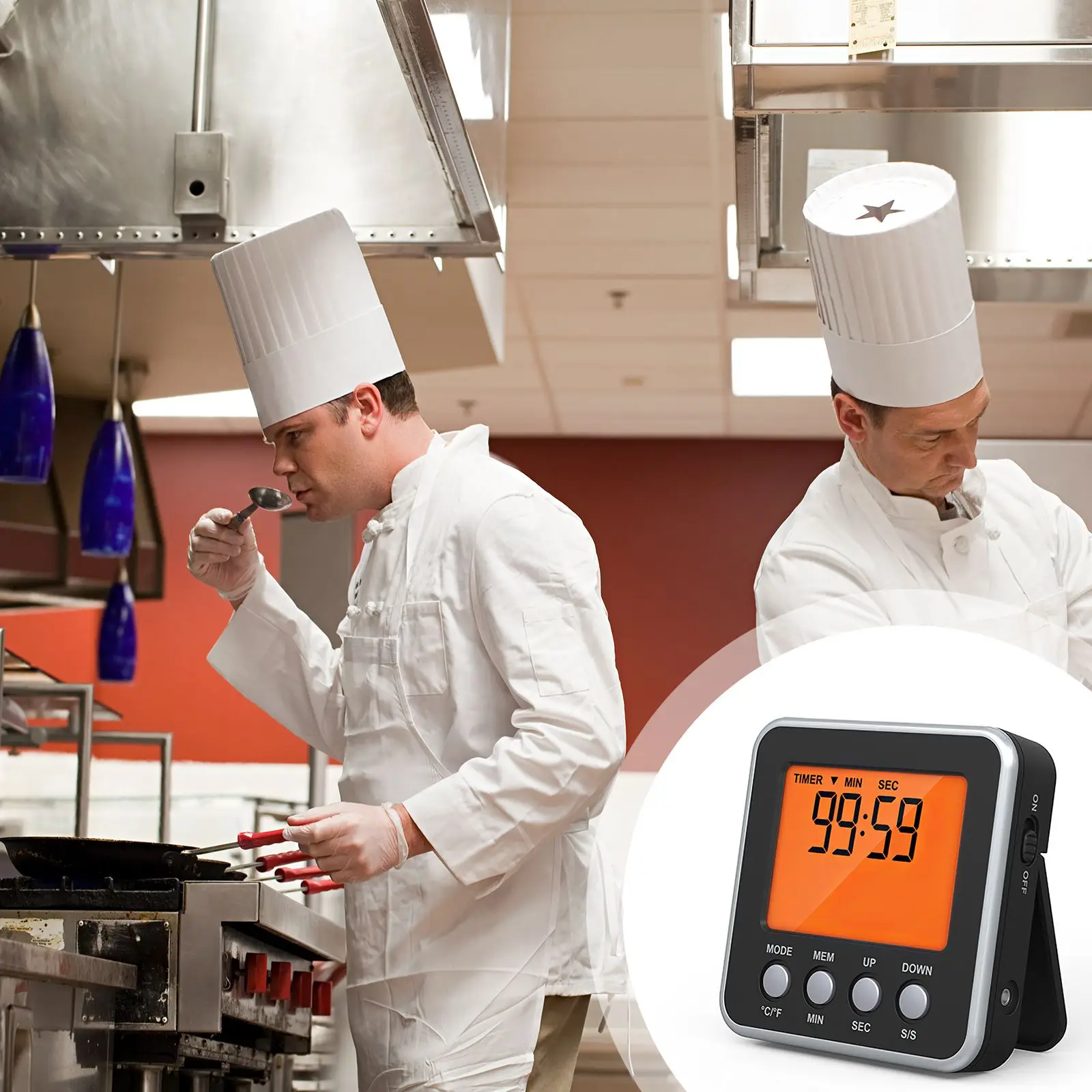 

Digital LCD Barbecue Grill Thermometer Temp Changeable Kitchen Cooking Timer with Backlight Function