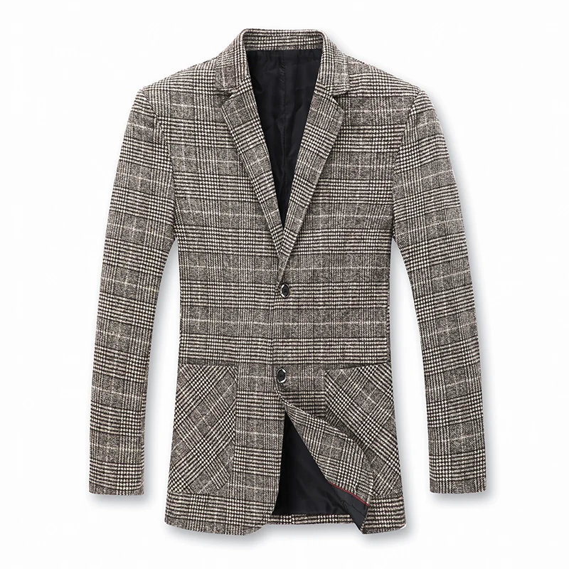 

Classic Plaid Men Blazers Casual Slim Suit Jackets Wedding Business Blazer Masculino Street Wear Social Dress Coat Costume Homme