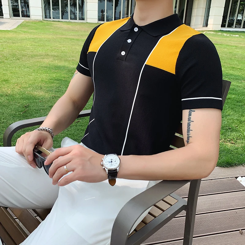 Летняя новая Корейская версия облегающей рубашки поло с короткими рукавами