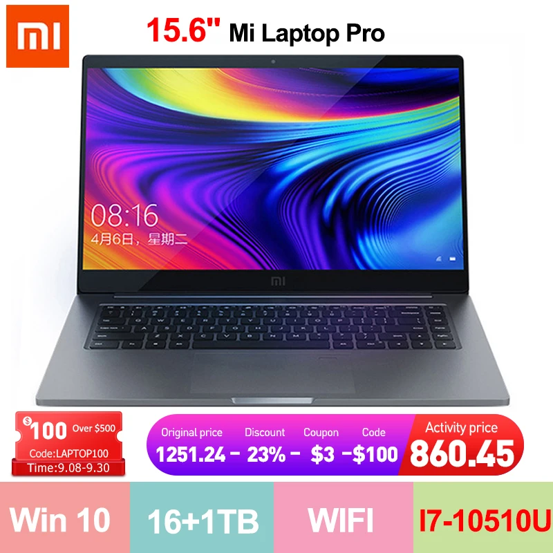 

Новый ноутбук Xiaomi Mi 15,6-дюймовый ноутбук Pro 2020 MX350 Intel Core I7-10510U Windows 10 16 ГБ DDR4 RAM 1 ТБ SSD Ноутбуки Компьютерные игры 2,4 ГГц / 5,0 ГГц 100% sRGB