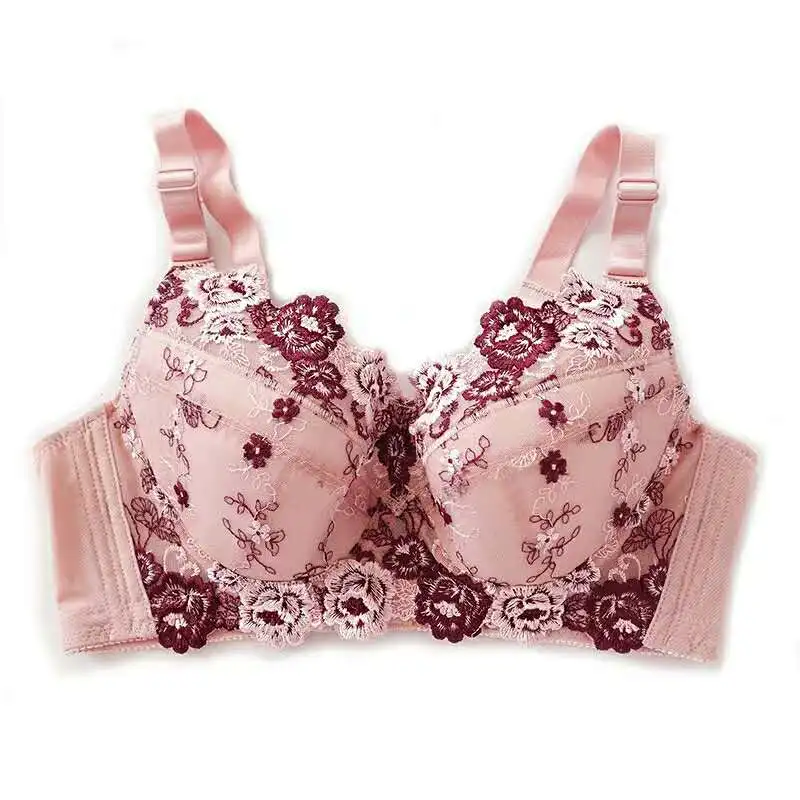 Размера плюс кружевное нижнее белье с вышивкой бюстгальтер регулируемый |