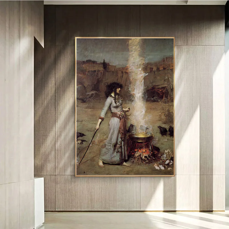 Картина на холсте Портрет женщины волшебный круг Джон Уильям постеры принты