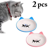 2pcs pet bowls dog food water feeder non slip lovely cat ears ceramic drinking dish feeder cat puppy feeding supplies