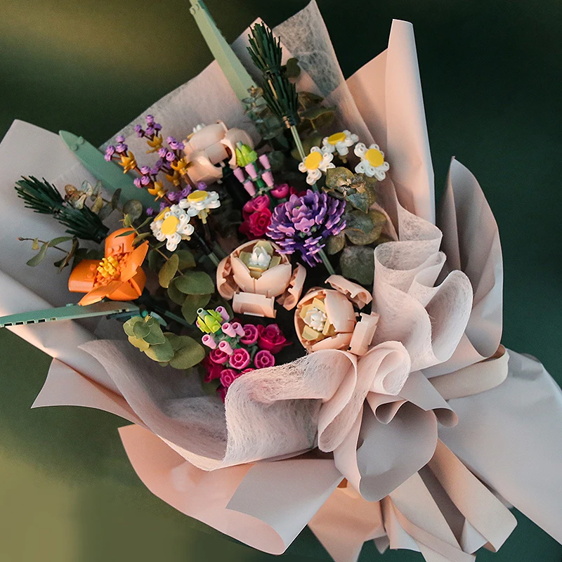 

Ideas Series Expert DIY Flower MOC Roses Bouquet Model Assemble Building Blocks Bricks Girl Friend Birthday Gifts