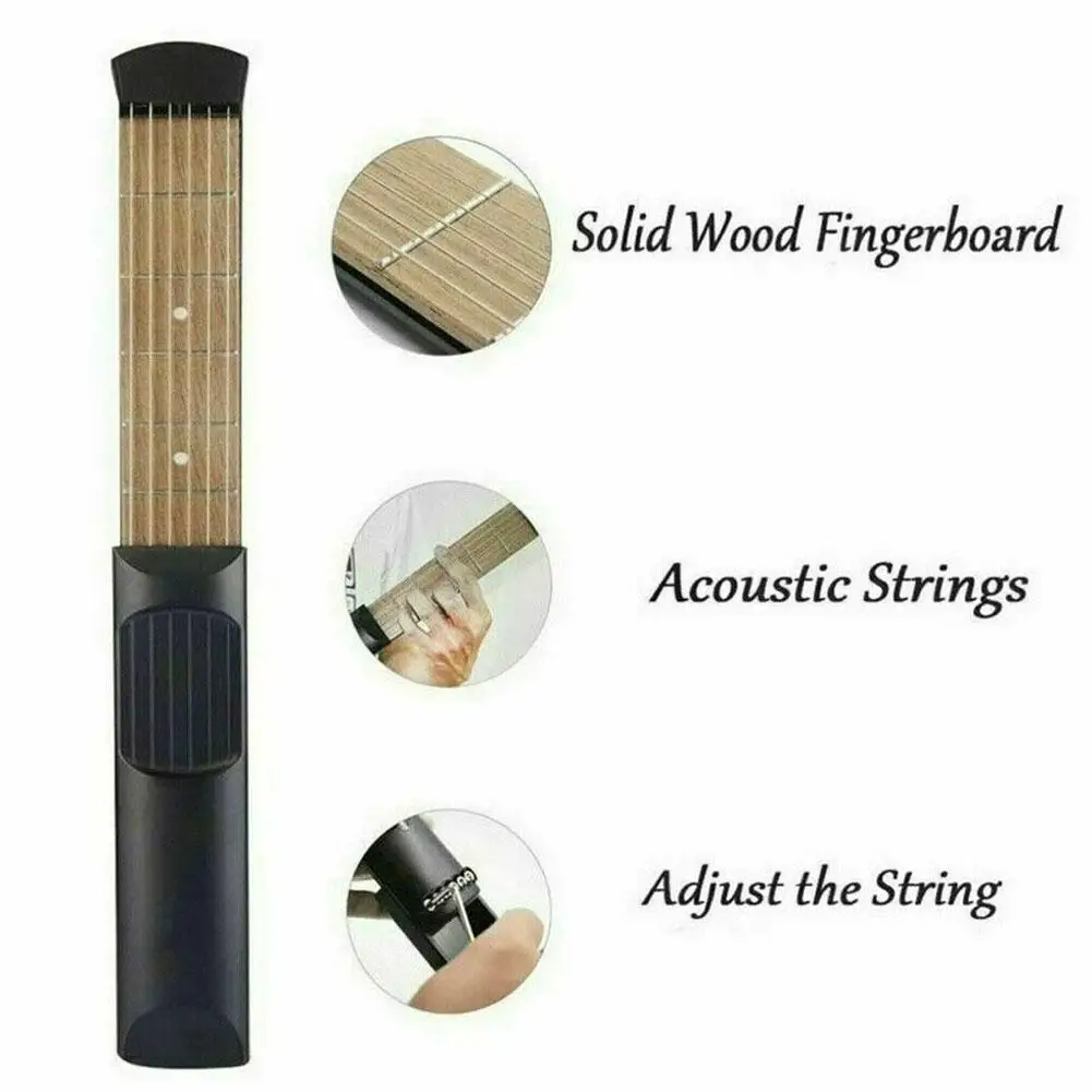 Портативная 6-струнная карманная гитара 6 Лады для гитары тренажер пальцев аккорд