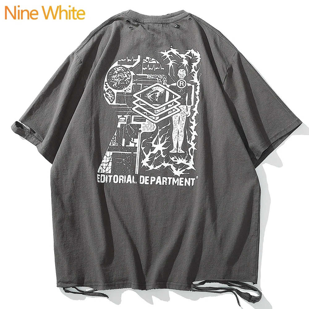 Летняя футболка в стиле хип хоп уличная Стильная мужская с надписью AI хлопковая