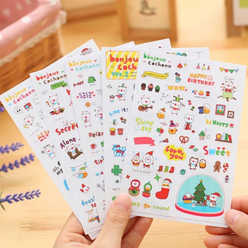 

6PCS Creative Cartoon Sticky Note Stationery PVC Hand Account Decorative Sticker Decoration Children Gifts Office School Supplie