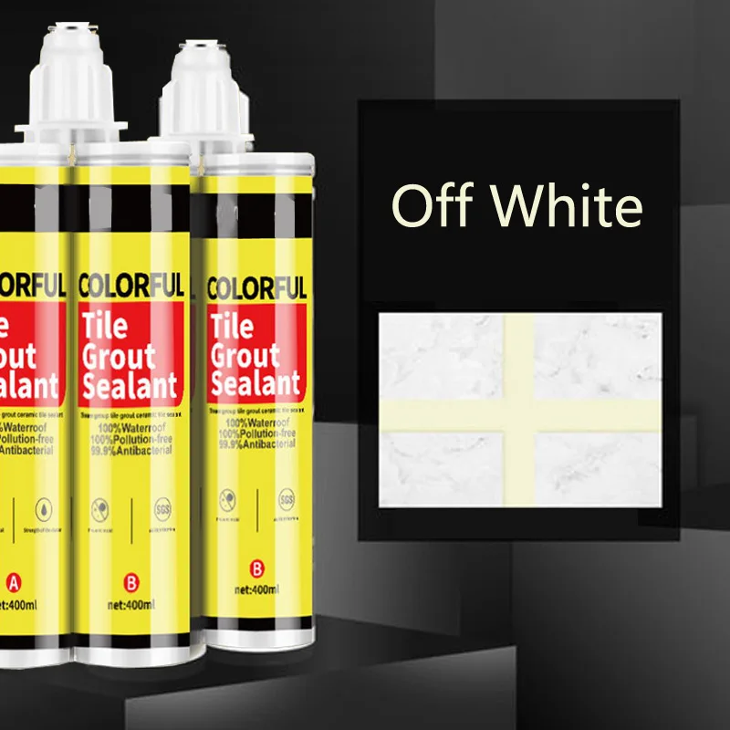 Off white 1 шт 400 мл 24 цвета двухкомпонентная керамическая Гибкая эпоксидная плитка затирка для наполнения швов и стыков - Цвет: Off white